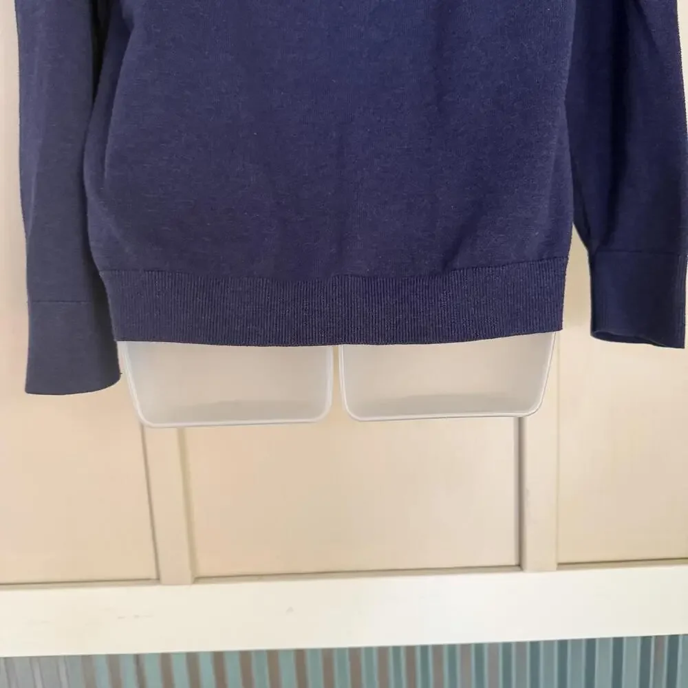 Patagonia Sweater Mens Medium Blue Organic Cotton Knit Crew Neck Logo Pullover